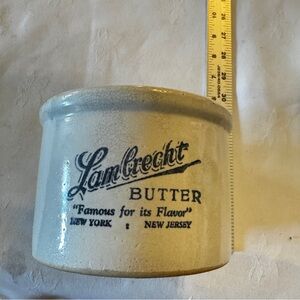 1 ANTIQUE LAMBRECHT STONEWARE BUTTER CROCK  MILWAUKEE/CHICAGO 12c DEPOSIT